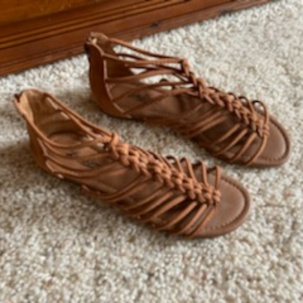 Women's Lucky Brand Brown Leather Sandals, Size 8.5